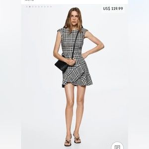MANGO NWT Tweed Black and White Dress Size M/6